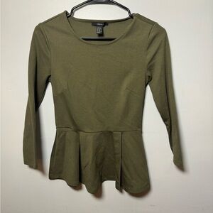 Forever 21 Olive Green Peplum Top